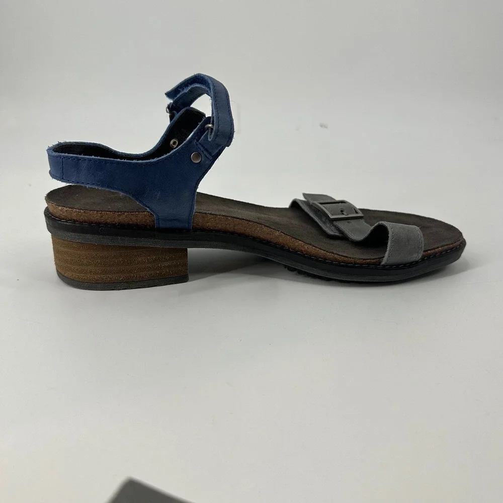 Naot Women BOHO Leather‎ Wedge Buckle Blue Sandal Vintage Sizes 42 EU 11-11.5 US